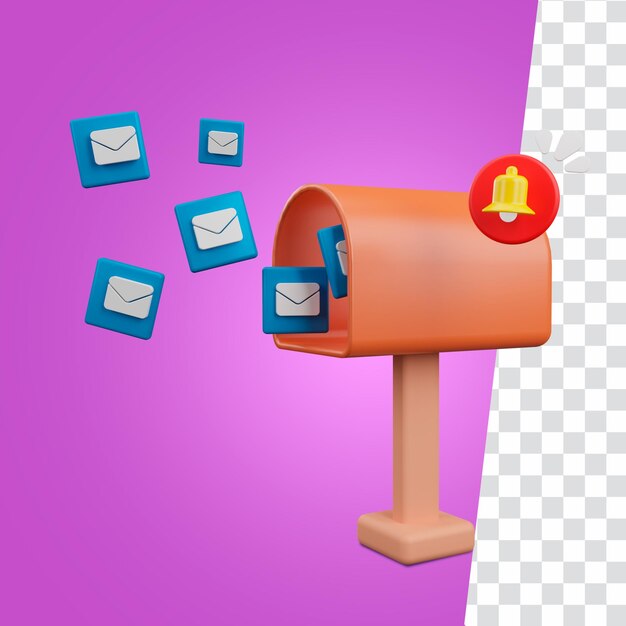 Postkassebreve med notifikationskoncept 3D-rendering