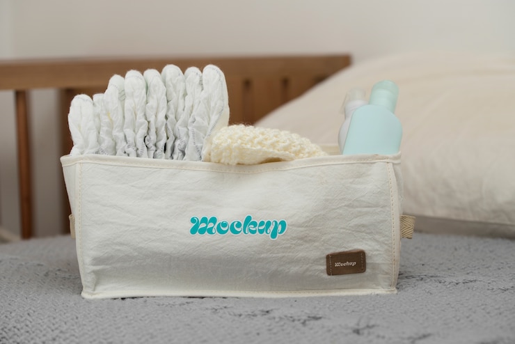 PSD postpartum basket mockup