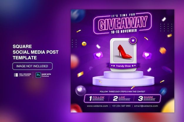 Postsjabloon voor sociale media met weggeefpromotie voor instagram facebook