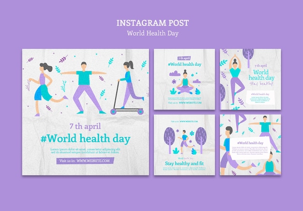 Posty Na Instagramie światowego Dnia Zdrowia Tekstury
