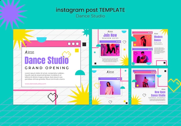 PSD posty na instagramie w studio tańca geometrycznego