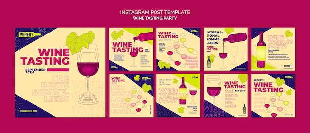 PSD posty na instagramie z degustacją wina