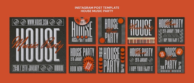 PSD posty na instagramie z imprezy muzyki house