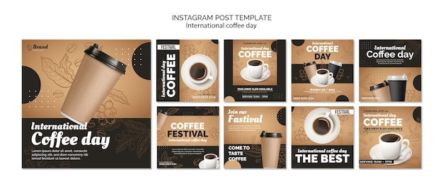 PSD posty na instagramie z okazji międzynarodowego dnia kawy