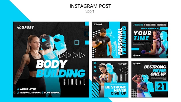 PSD posty na temat treningu fitness na instagramie