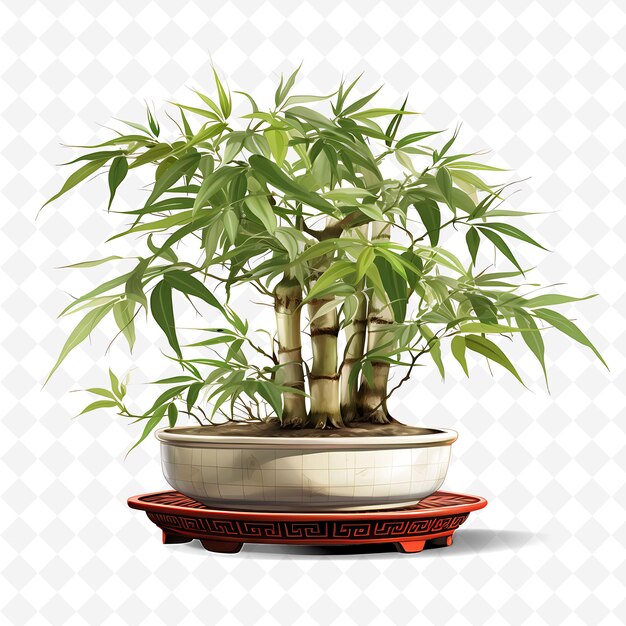 PSD a pot of bamboo is shown with a plant in it