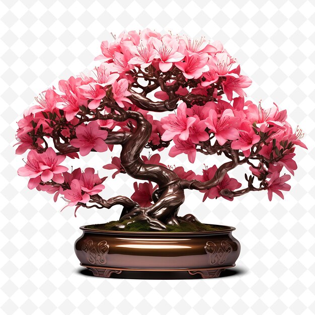 PSD a pot of bonsai with a flower on it