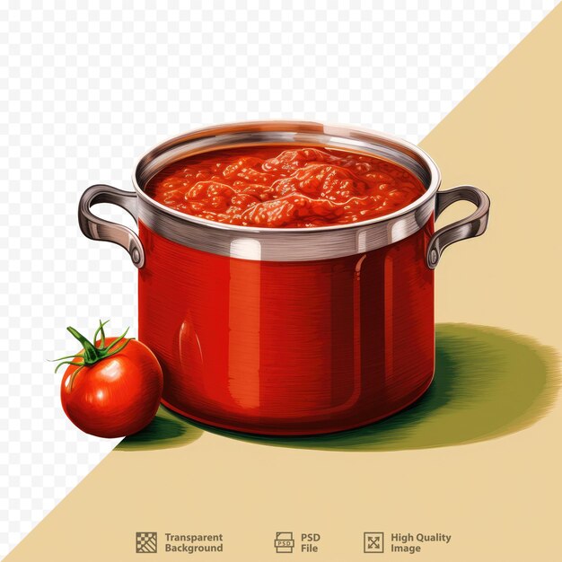 PSD a pot of chili with a tomato sauce on it