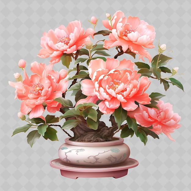 PSD a pot of flowers with pink flowers on it