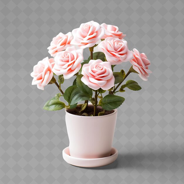 PSD a pot of flowers with a pink and white background