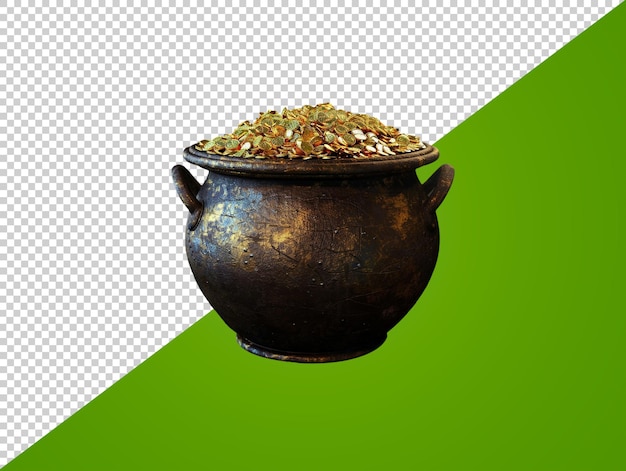 PSD pot of gold with transparent background