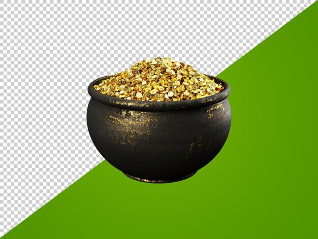 PSD pot of gold with transparent background
