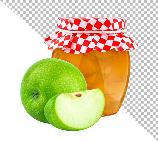 PSD pot met appel fruit jam geïsoleerd op witte achtergrond