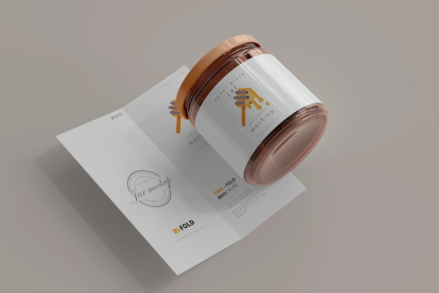 Pot met bi-fold brochure mockup