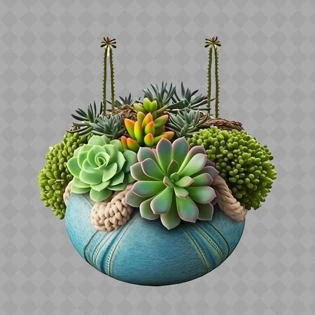 PSD a pot with plants and flowers on it