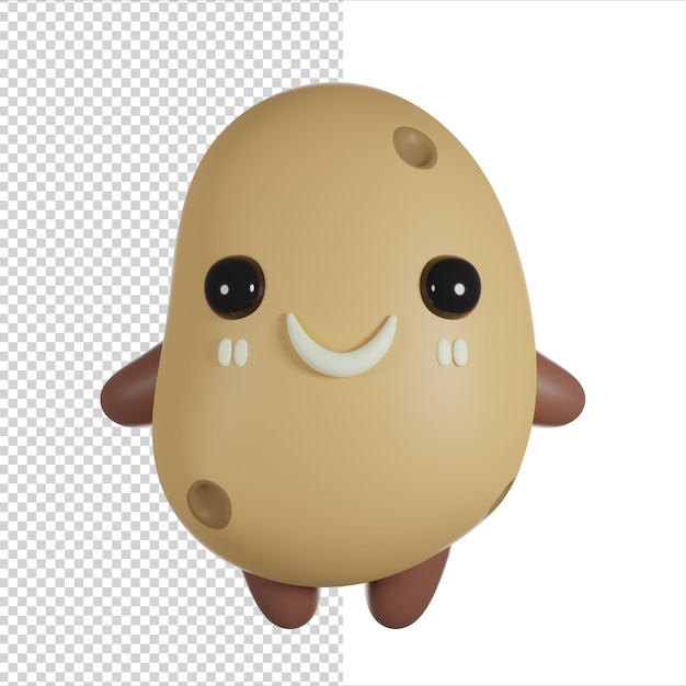 PSD potato 3d cute render character