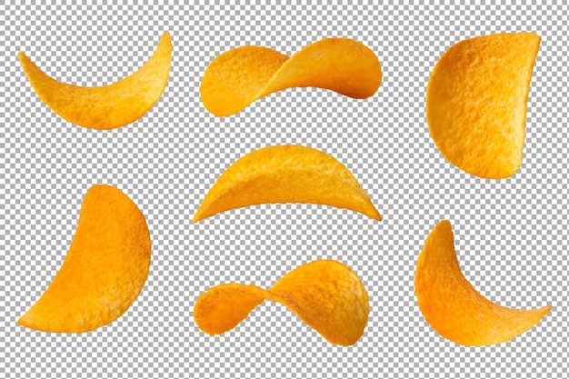 Potato chips isolated collection set