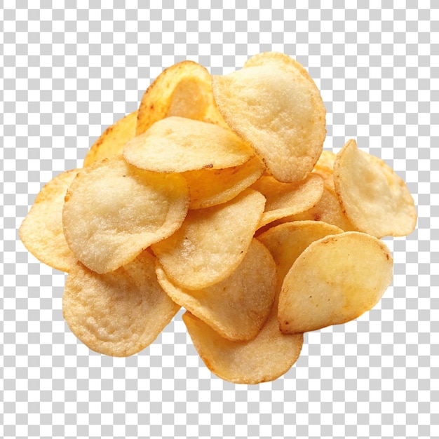 PSD potato chips pile isolated on transparent background