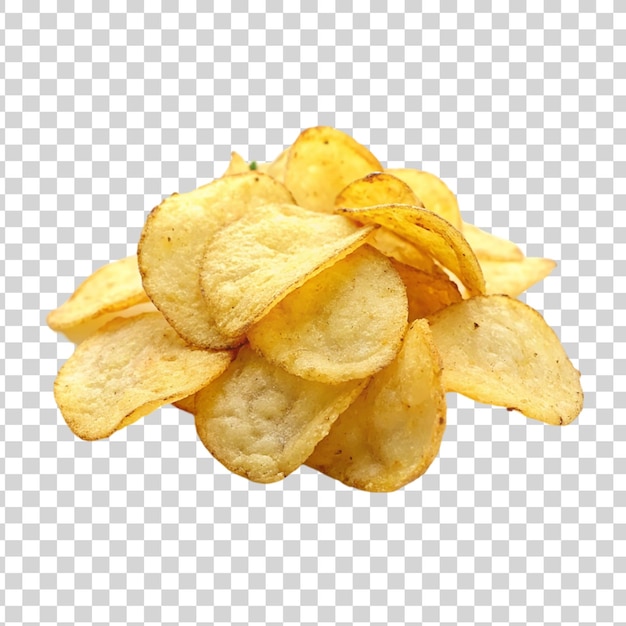 PSD potato chips pile isolated on transparent background