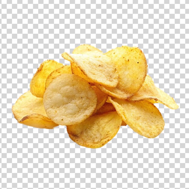 PSD potato chips pile isolated on transparent background