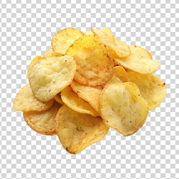 PSD potato chips pile isolated on transparent background