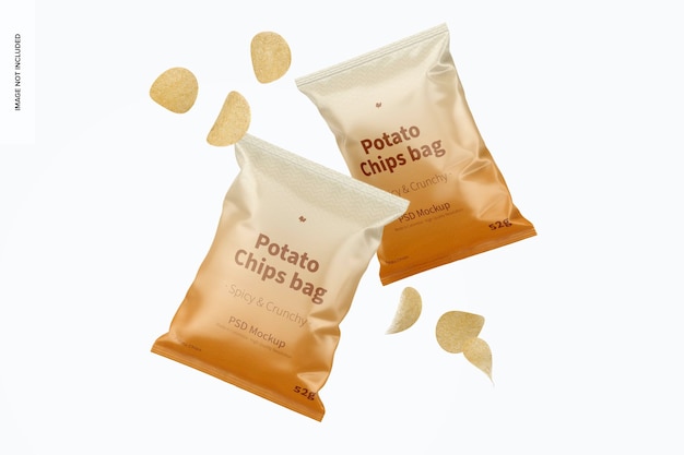 Potato Chips Tassen Mockup, Drijvend