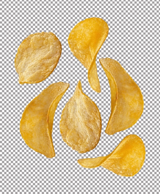 картофельные чипсы на белом фоне