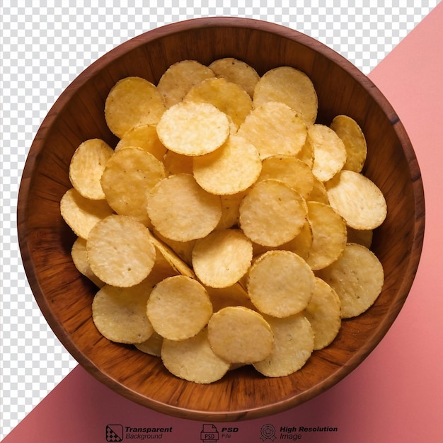 PSD potato chips wooden bowl isolated