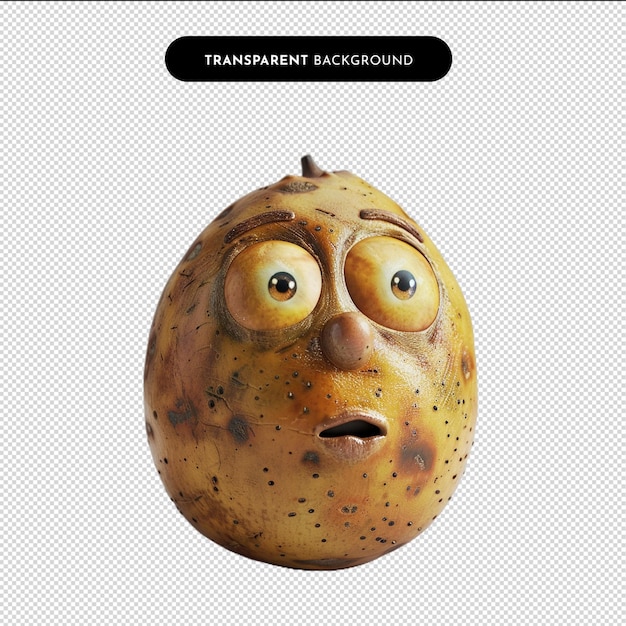 PSD potato with face isolated on a transparent background