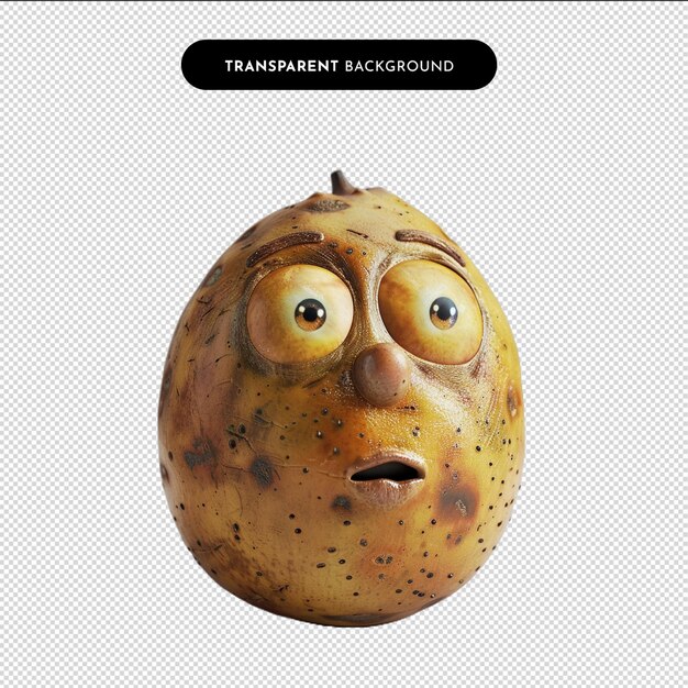 PSD potato with face isolated on a transparent background