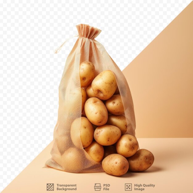 PSD potatoes in a bag on a different background