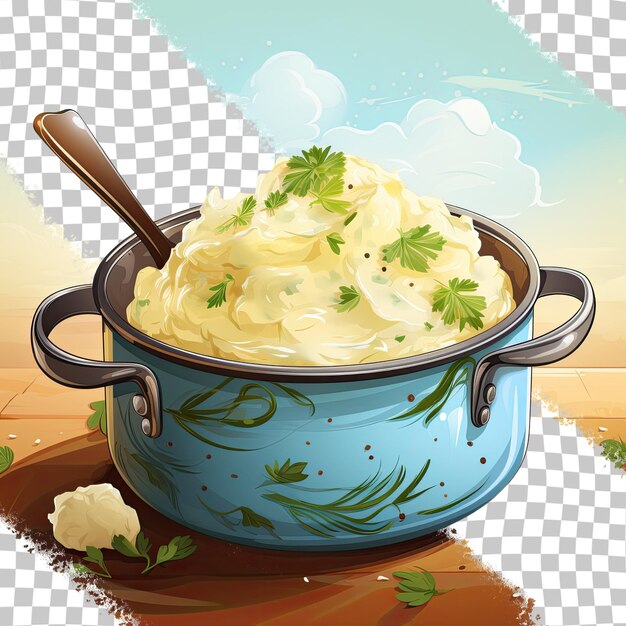 Potatoes cooked in a pot transparent background