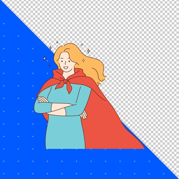 Potężna ilustracja koncepcyjna Superbohater Kobieta biznesowa Postać PNG Przezroczyste tło