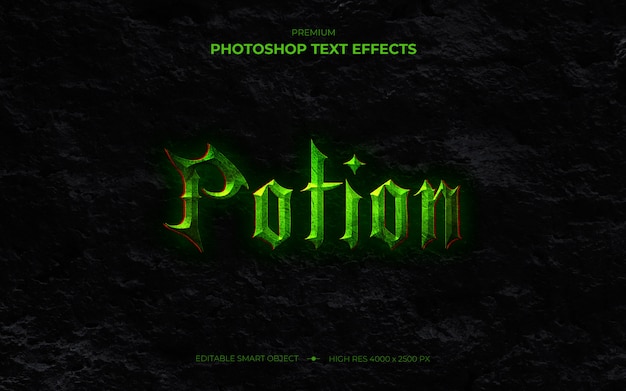 PSD potion text effect mockup