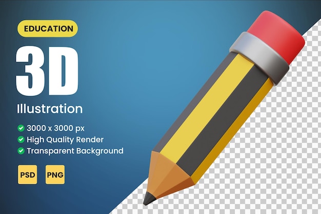 Potlood 3d-pictogramillustraties