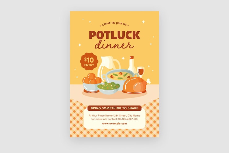 PSD psd v1의 potluck 전단지 템플릿