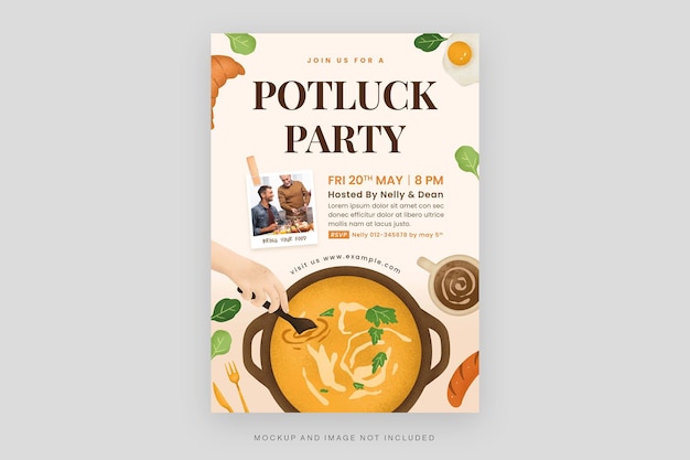 Modello di volantino per feste potluck in psd v1