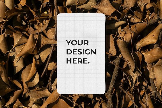 Potrait Card Name on brown leaves Mockup