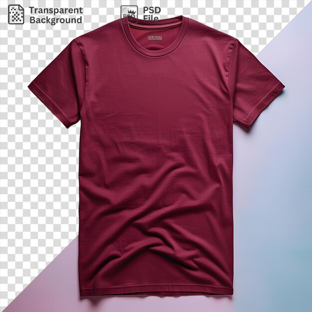 PSD potrait front view capture a premium t shirt burgundy cotton material fabric label