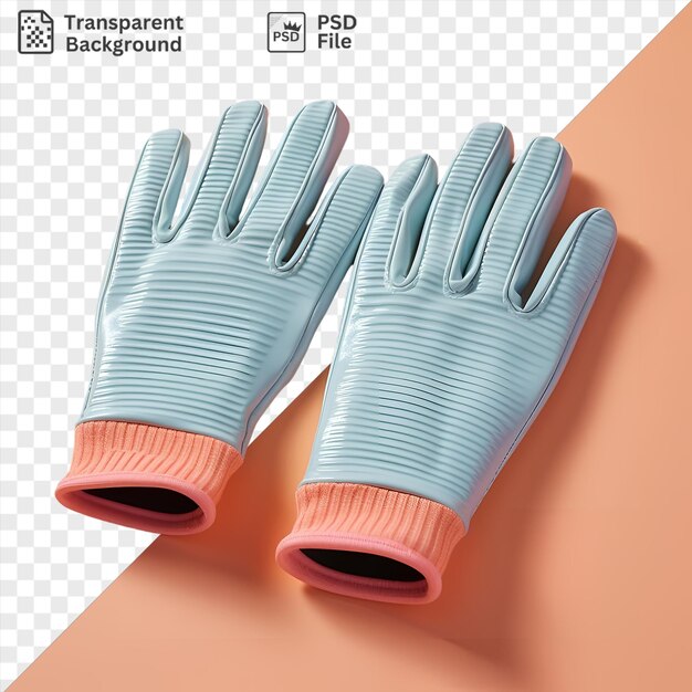 PSD potrait grill gloves in blue and white on a pink background