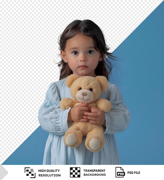 Potrait little girl holding a teddy bear free space for text