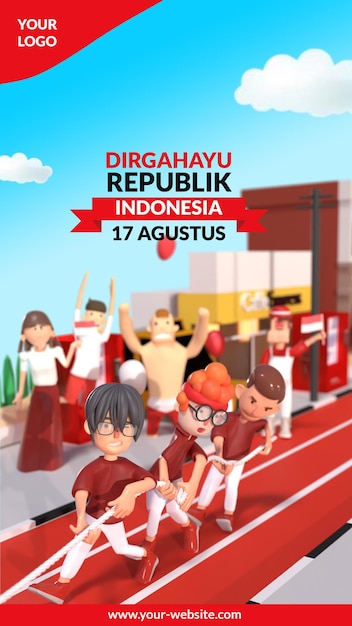 POTRAIT TARIK TAMBANG 3D illustration