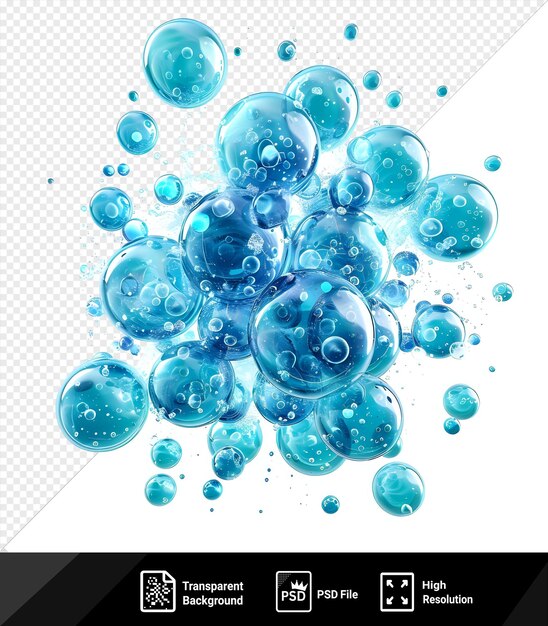PSD grappoli di bolle vettoriali a ritratto simbolo bolle trasparenti blu acquatico su uno sfondo isolato