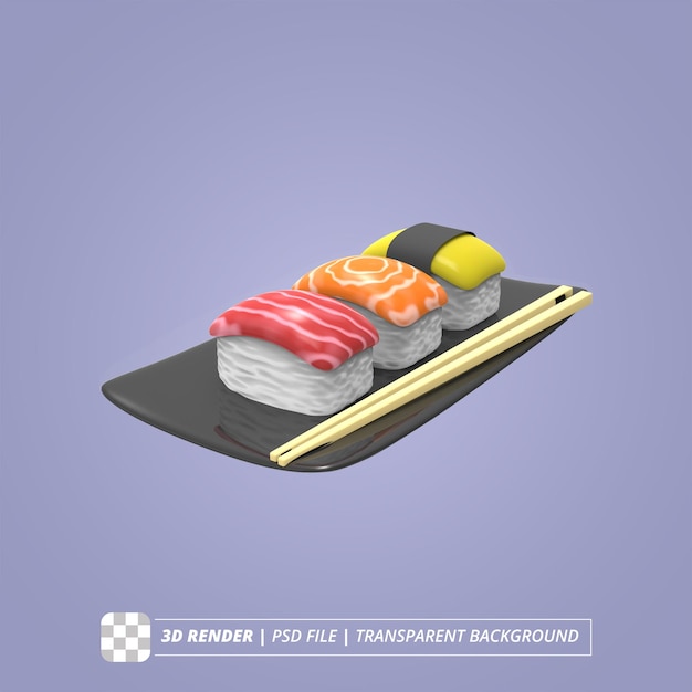 PSD potrójne sushi 3d renderowane obrazki