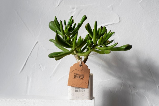 Potted plant with label