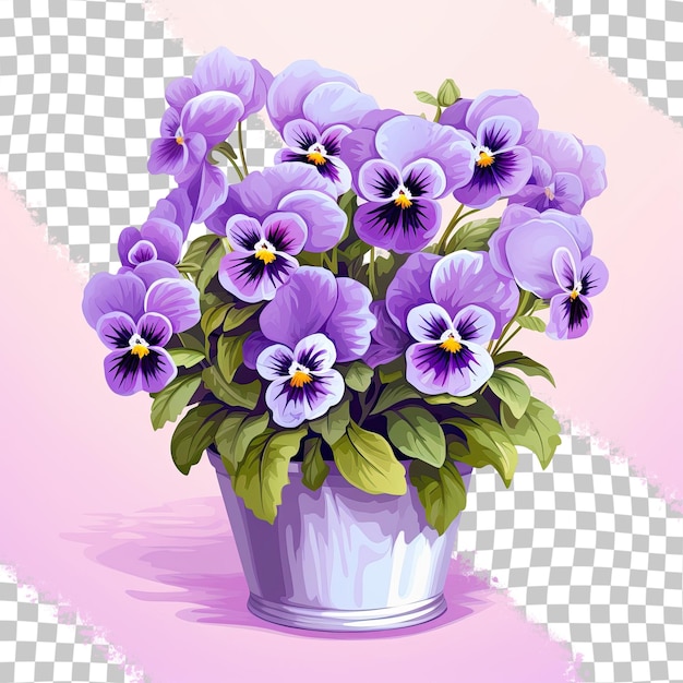 Potted purple pansies