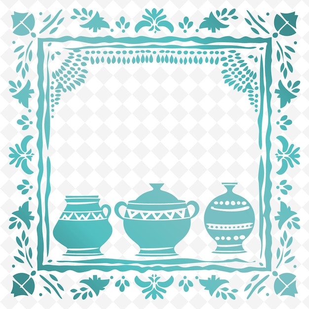 Pottery studio outline with clay pot frame and kiln symbol illustration frames decor collection