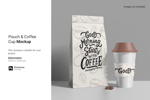 Pouch and Coffee Cup Mockup