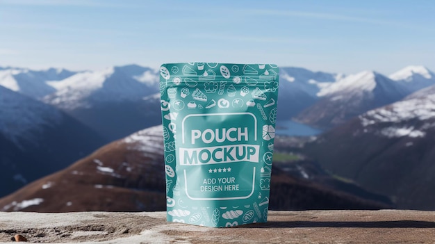 PSD pouch mockup mountain