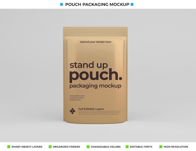 Pouch pakket mockup ontwerp in voedselconcept